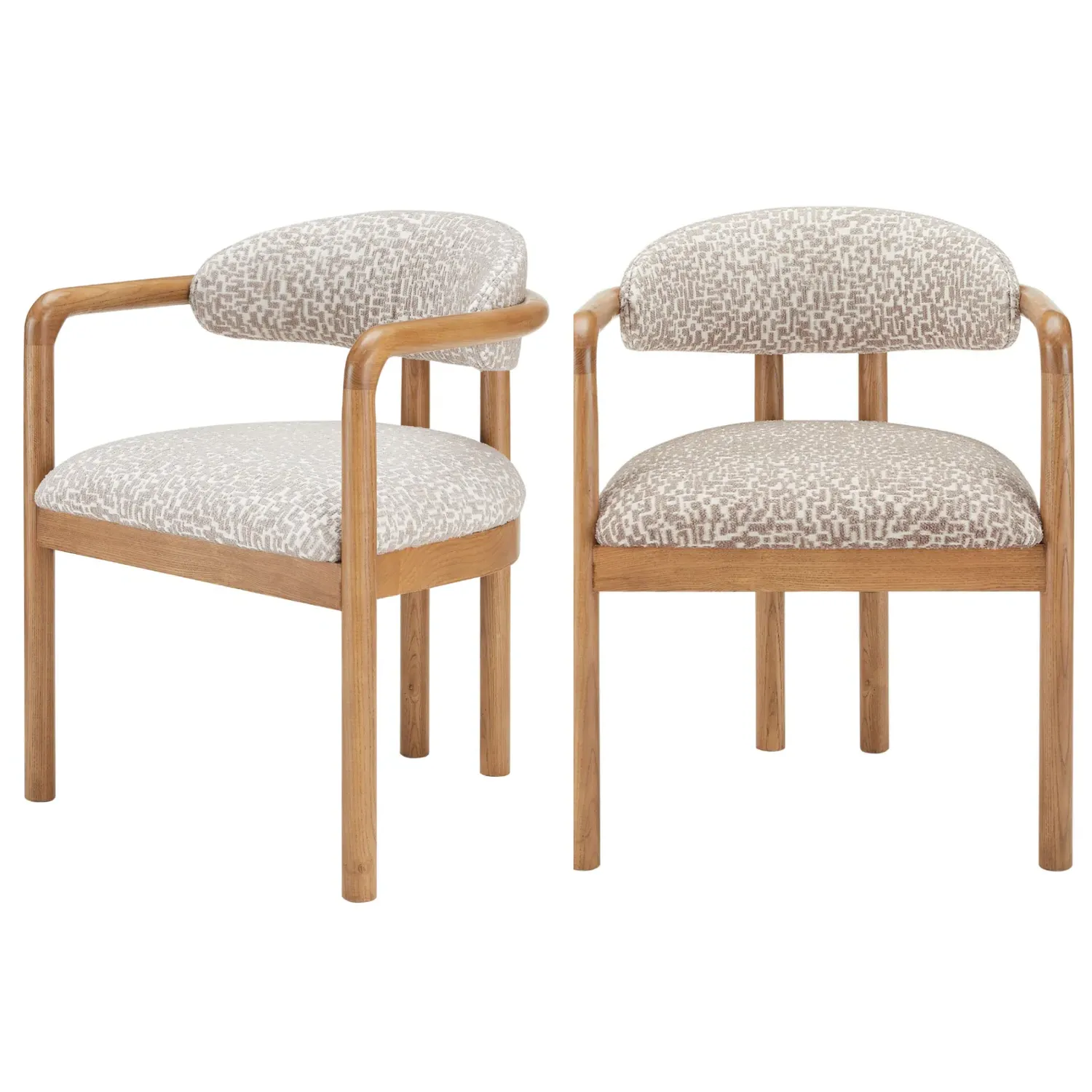Set of 2 Dining Chairs with Armrests - Beige, Fabric image