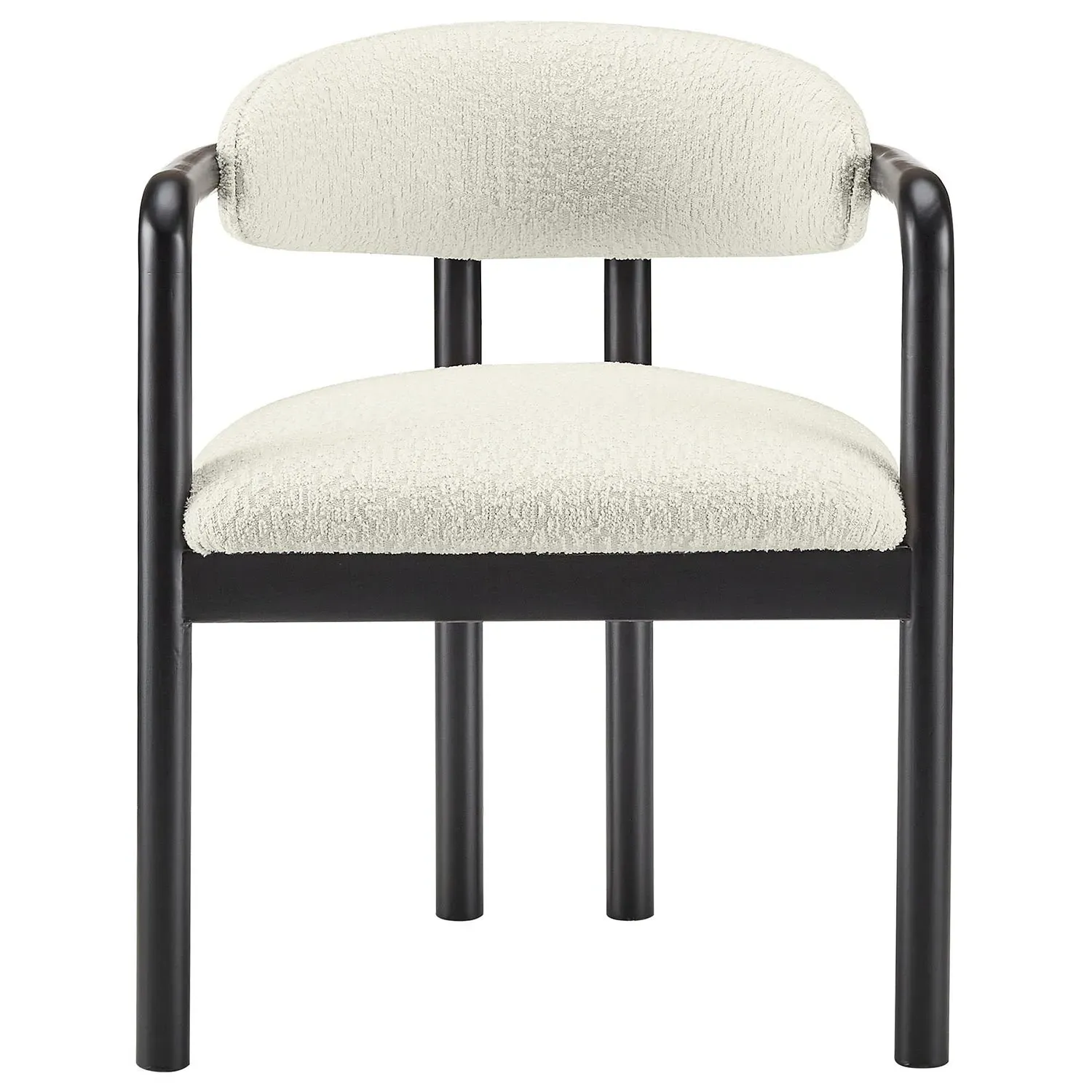 Set of 2 Dining Chairs with Armrests - Cream, Fabric