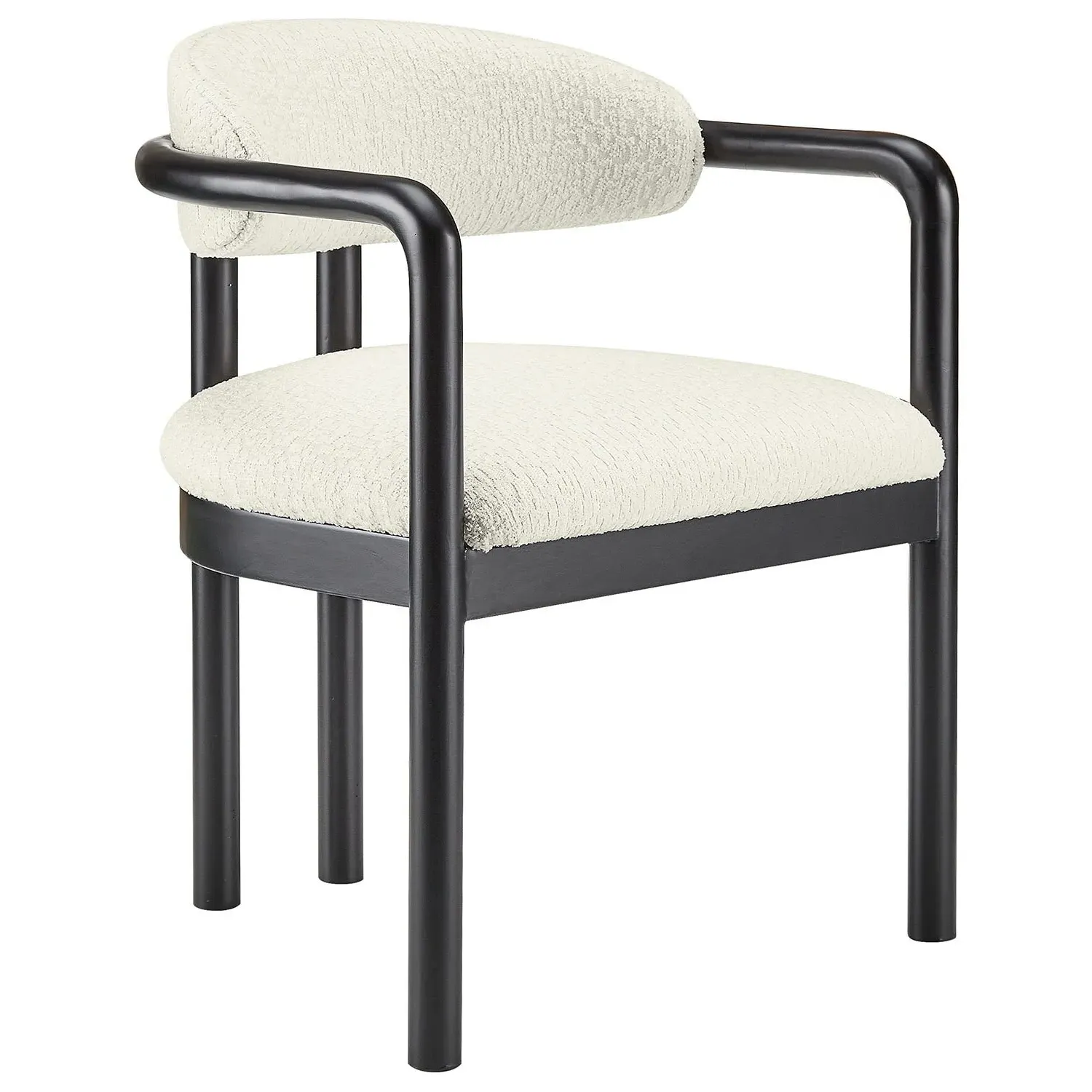 Set of 2 Dining Chairs with Armrests - Cream, Fabric