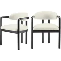 Set of 2 Dining Chairs with Armrests - Cream, Fabric