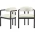 Set of 2 Dining Chairs with Armrests - Cream, Fabric