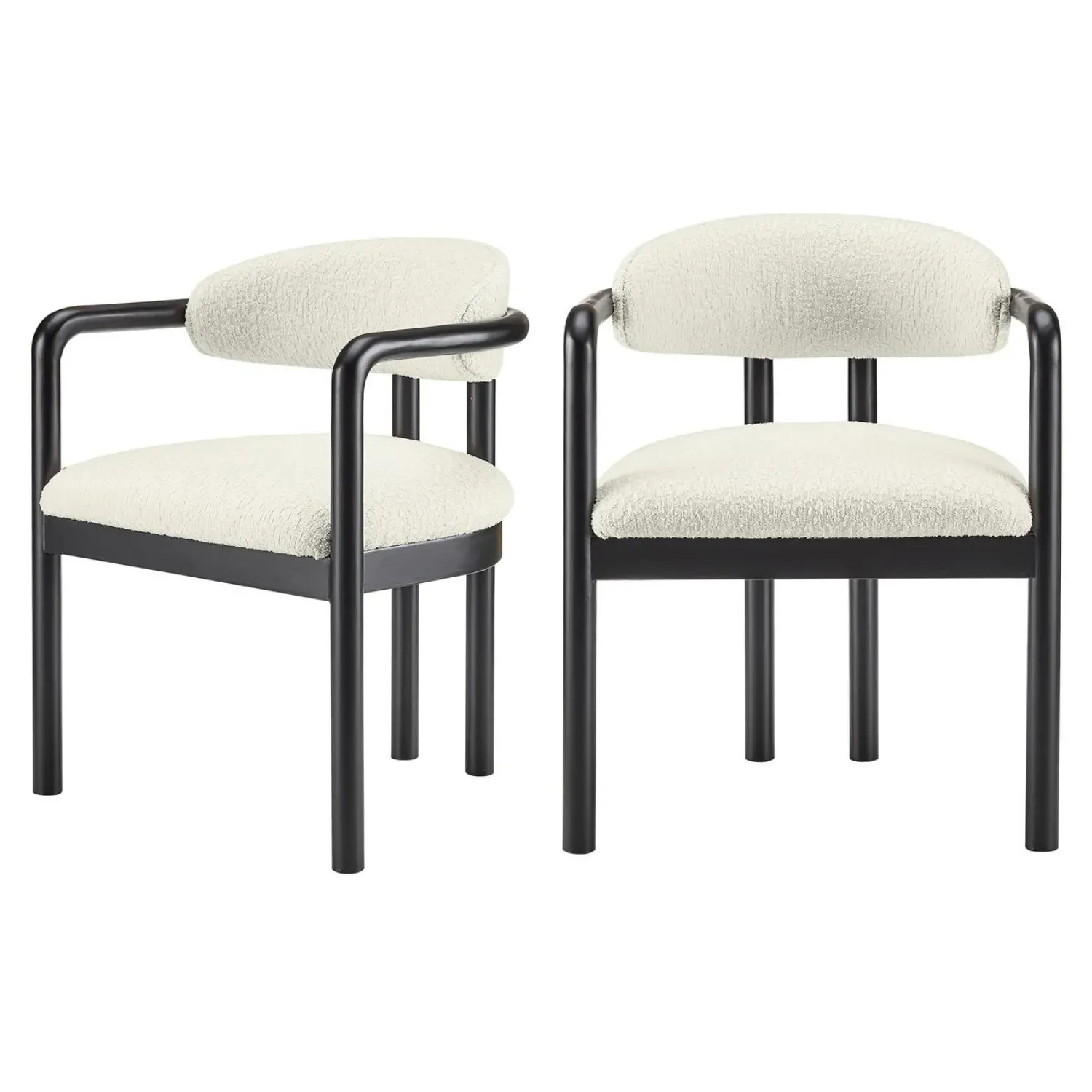 Set of 2 Dining Chairs with Armrests - Cream, Fabric image