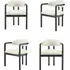 Set of 4 Dining Chairs with Armrests - Cream, Fabric