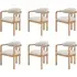 Set of 6 Dining Chairs with Armrests - Beige, Fabric
