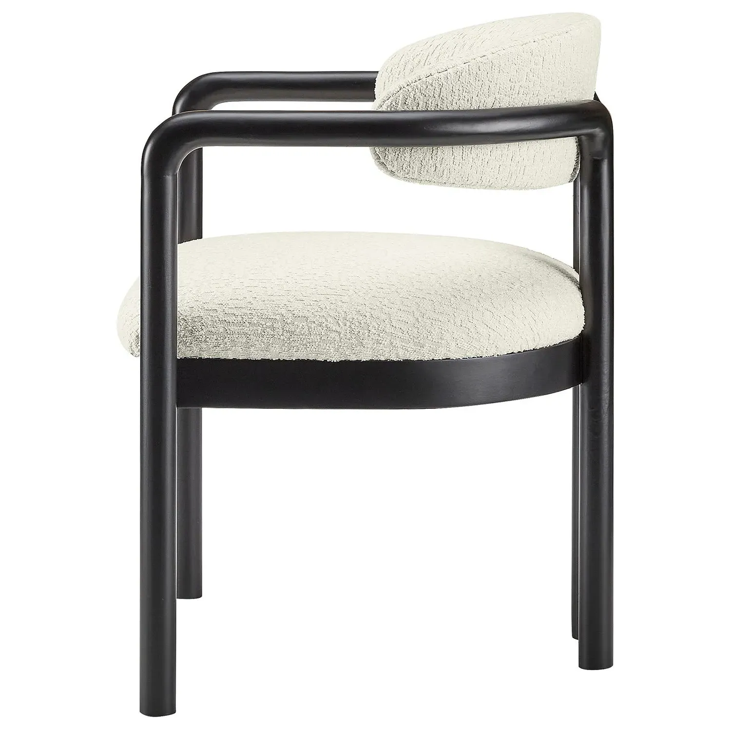Set of 6 Dining Chairs with Armrests - Cream, Fabric