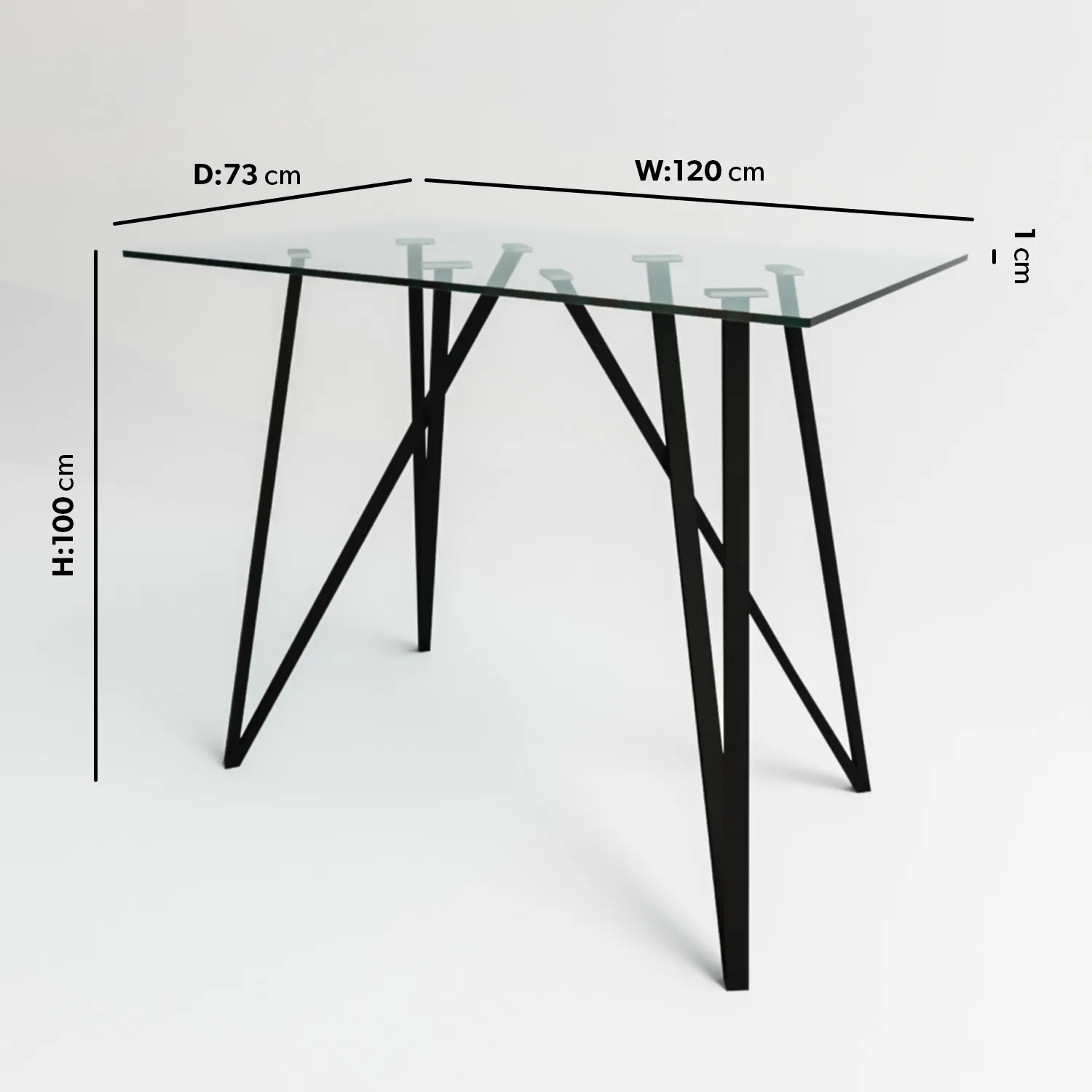 Small Bar Table with Metal Legs - Black, Glass