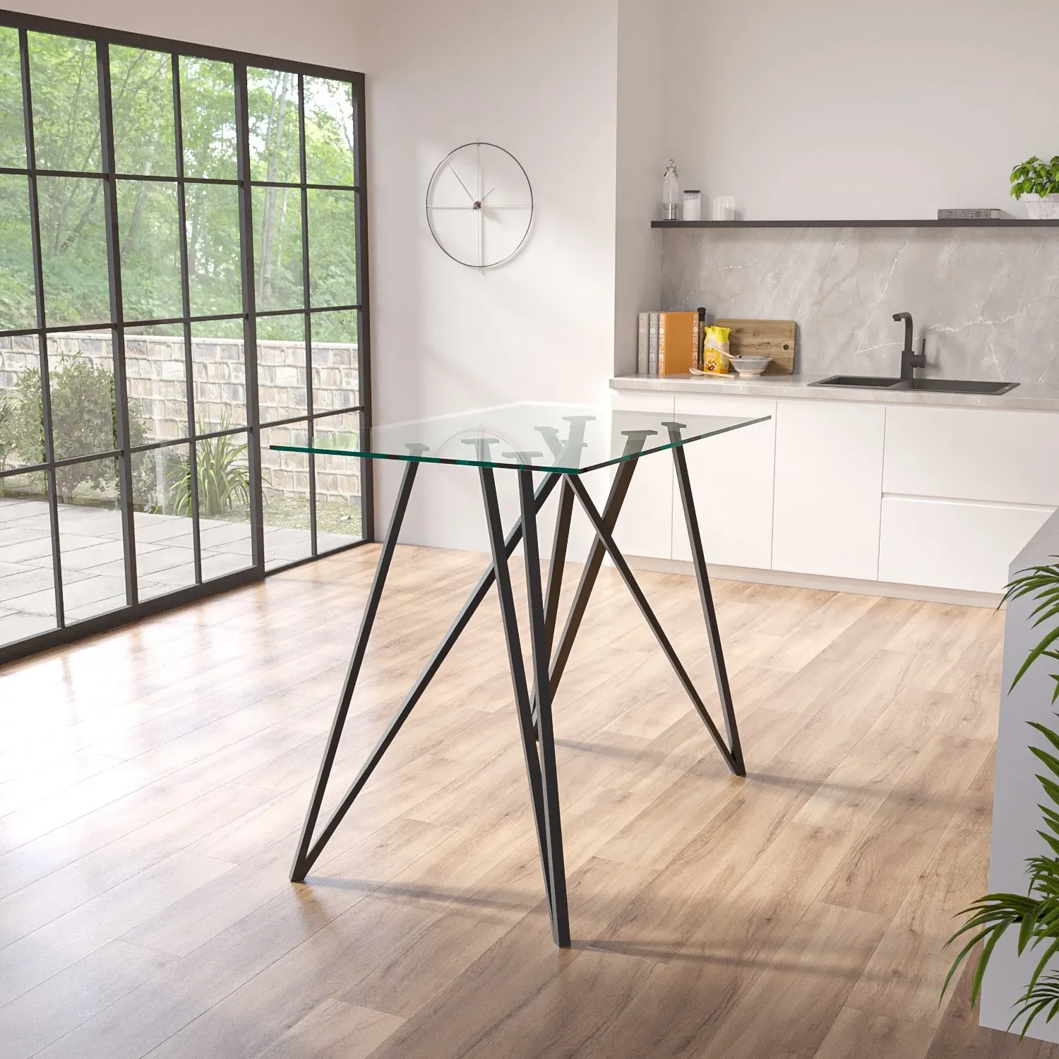 Small Bar Table with Metal Legs - Black, Glass image