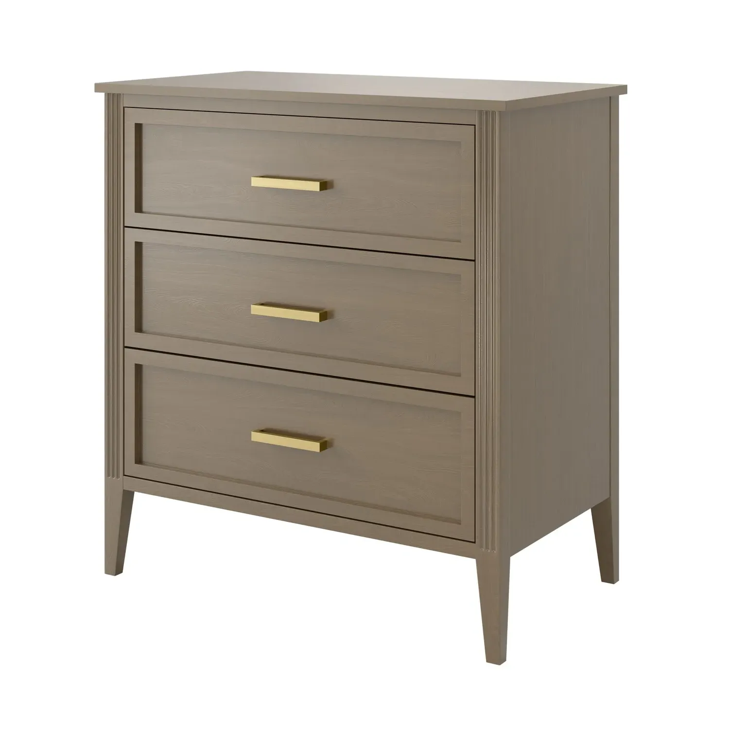 3-Drawer Chest with Fluted Details - Dark Wood