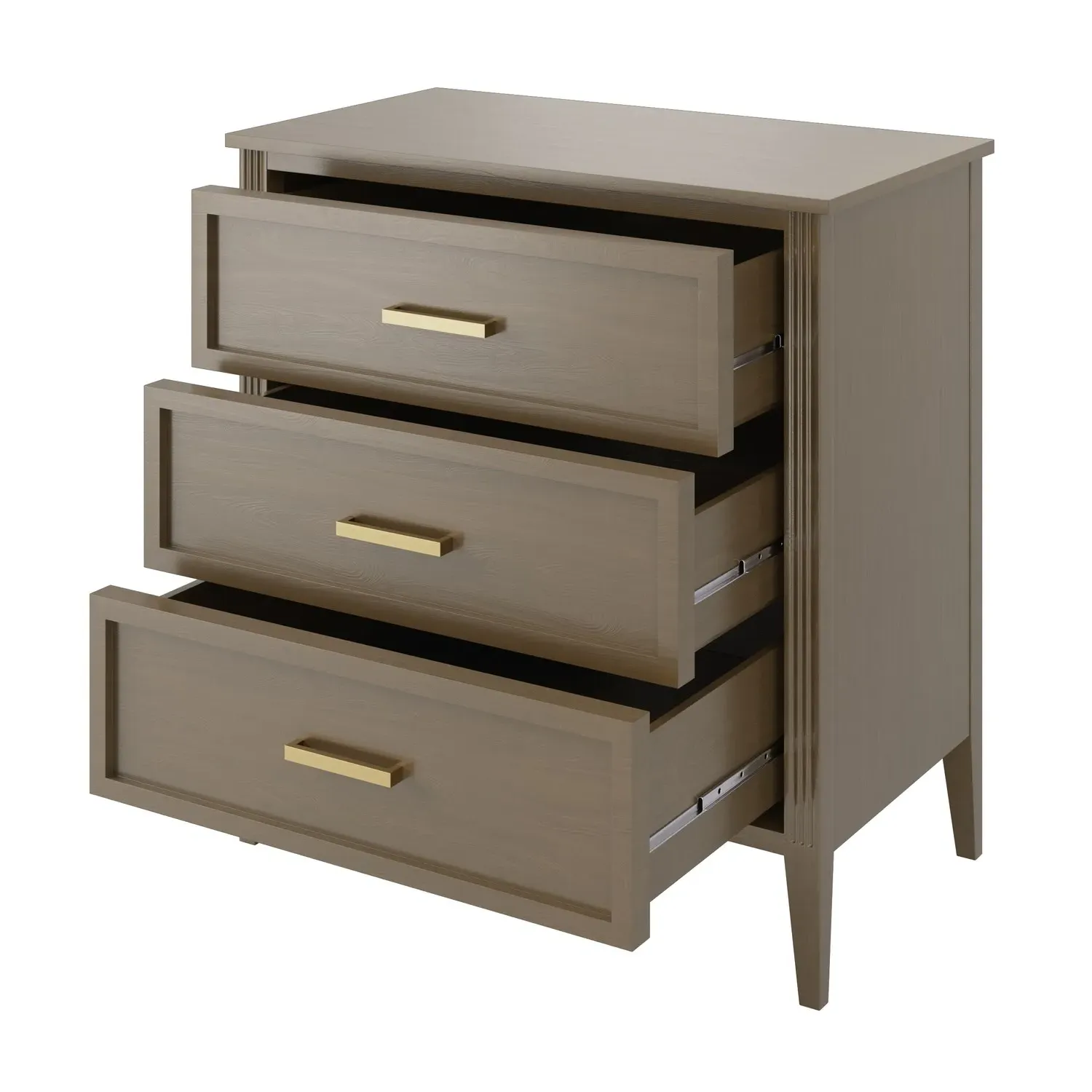 3-Drawer Chest with Fluted Details - Dark Wood