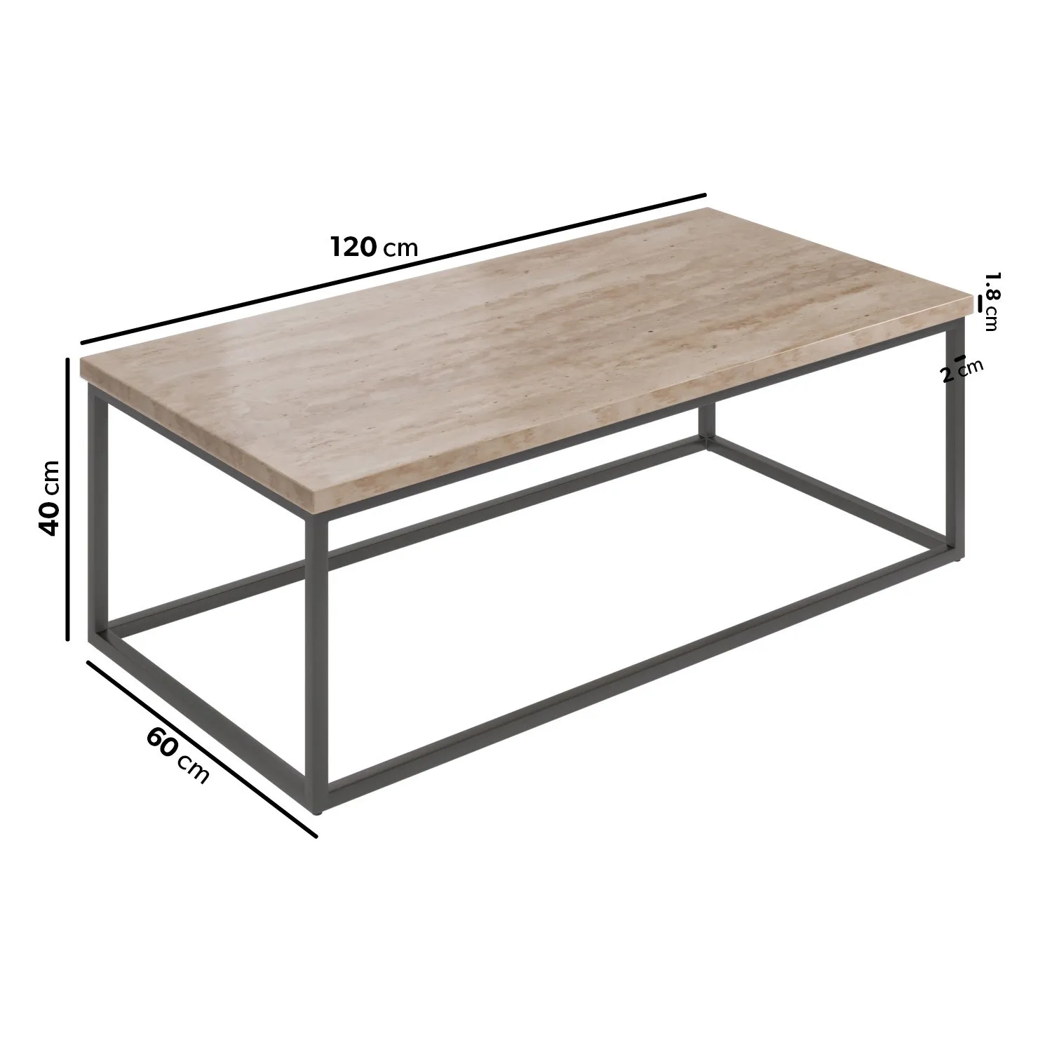 Rectangular Coffee Table - Beige, Travertine