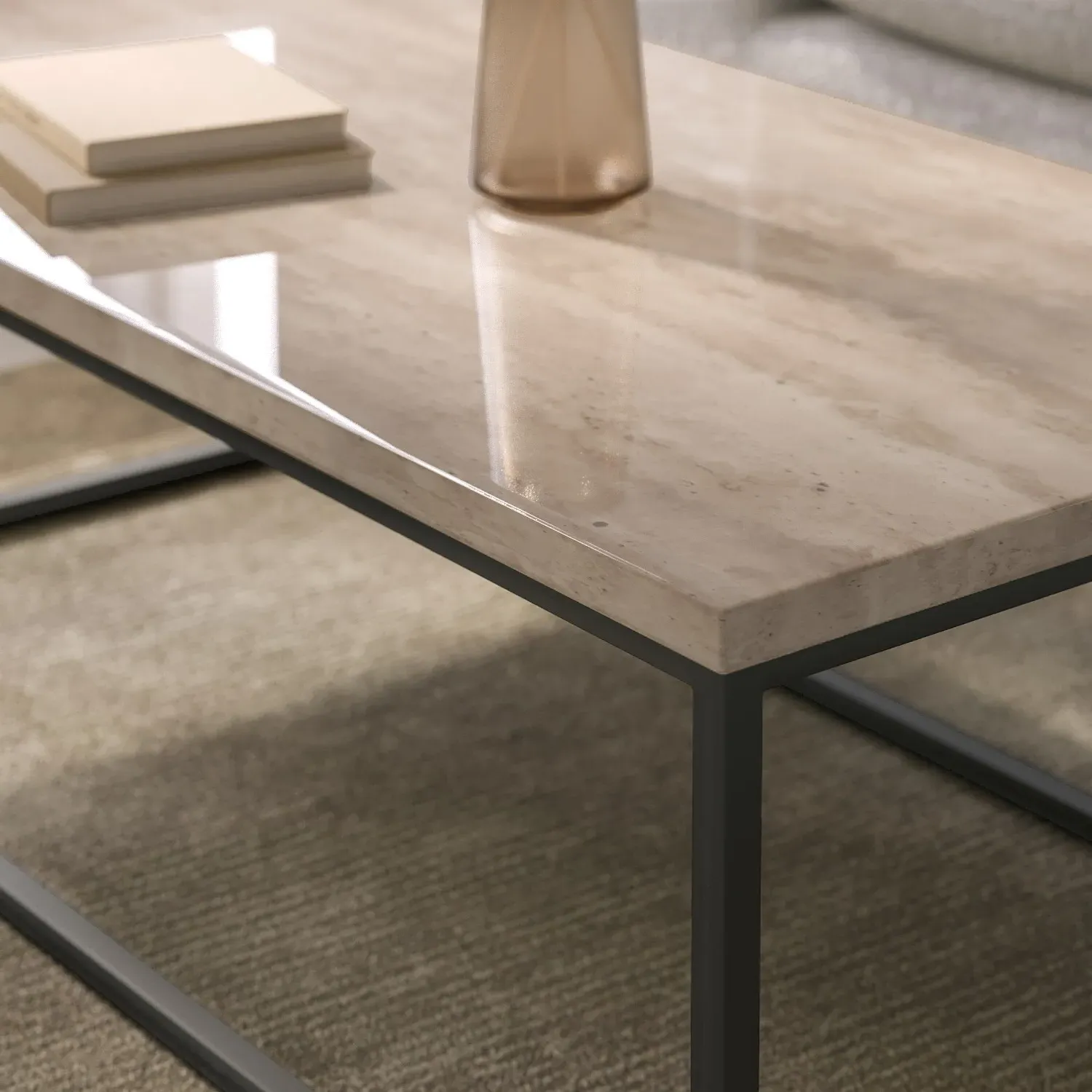 Rectangular Coffee Table - Beige, Travertine