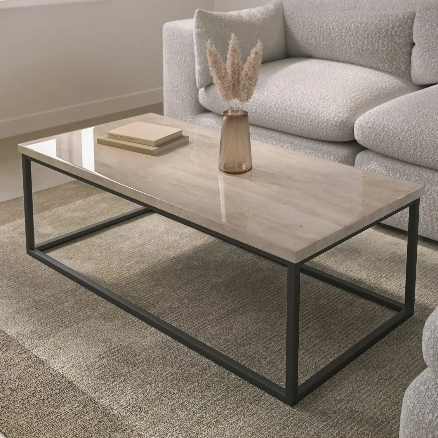 Rectangular Coffee Table - Beige, Travertine image