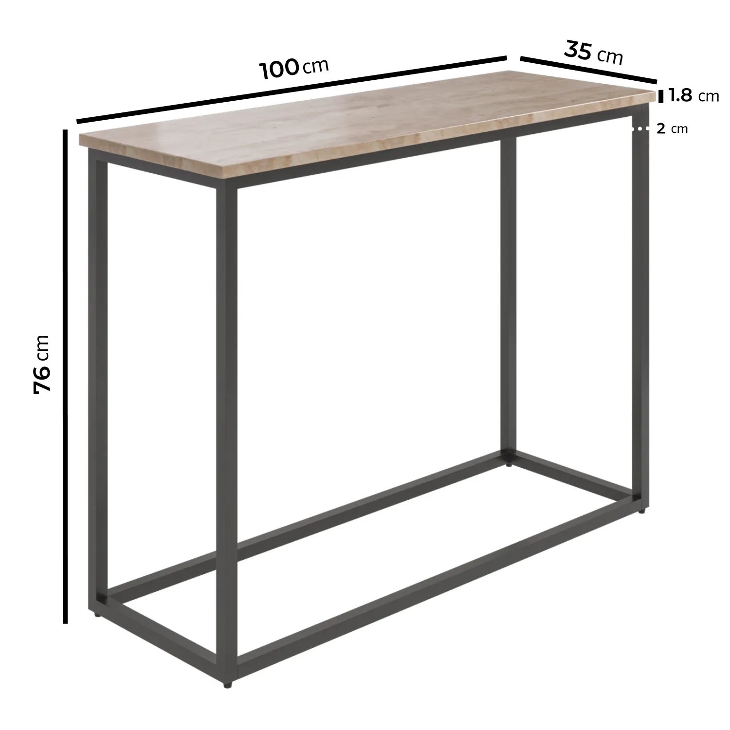 Rectangular Console Table - Beige, Travertine