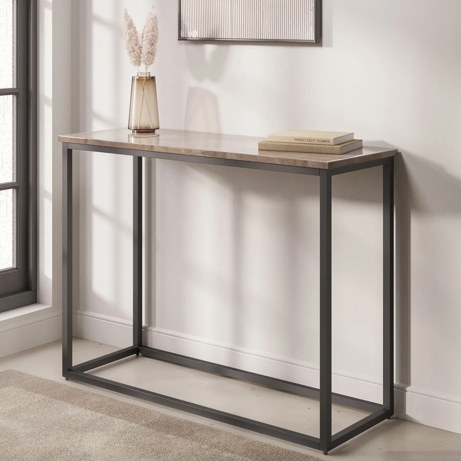 Rectangular Console Table - Beige, Travertine