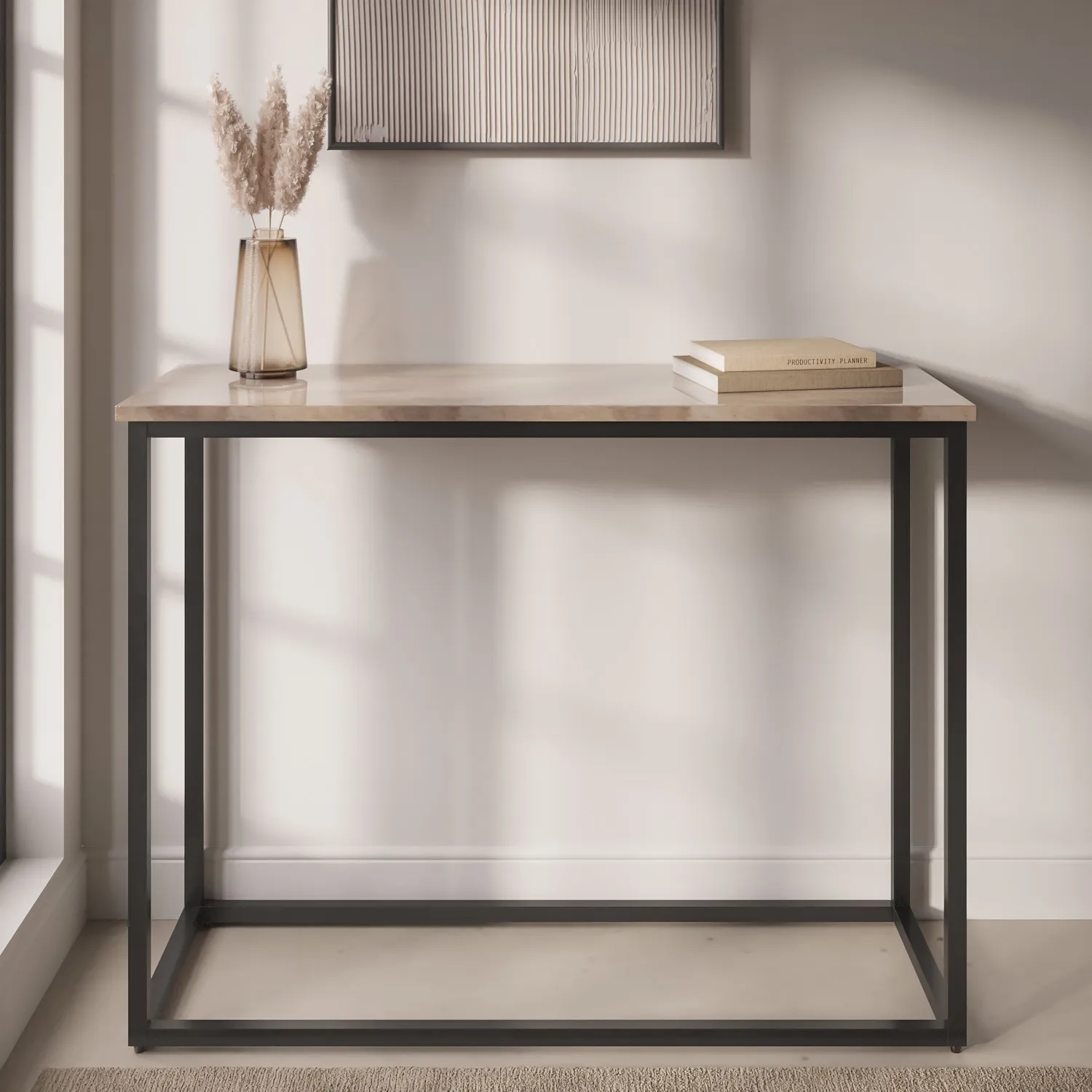 Rectangular Console Table - Beige, Travertine image