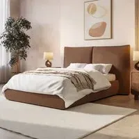 Double Ottoman Bed with Storage - Orange, Chenille