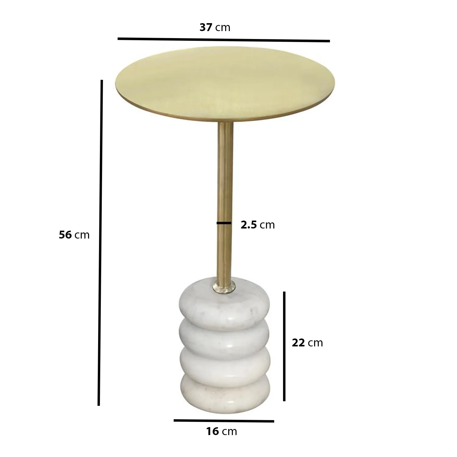 Round Side Table - Gold, Marble