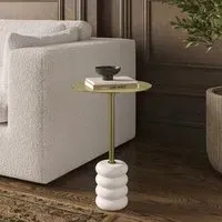 Round Side Table - Gold, Marble