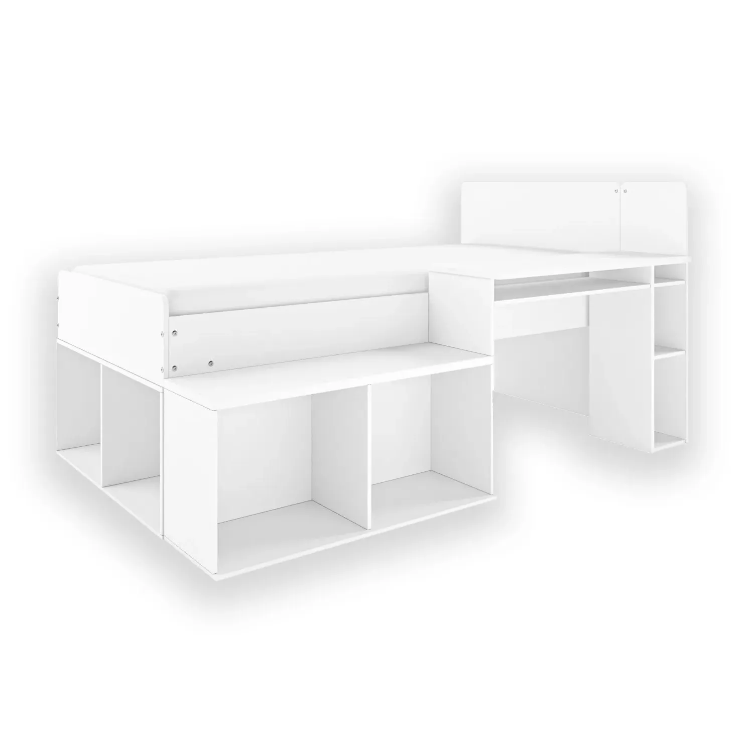 Mid-Sleeper Cabin Bed with Desk - White, Wood