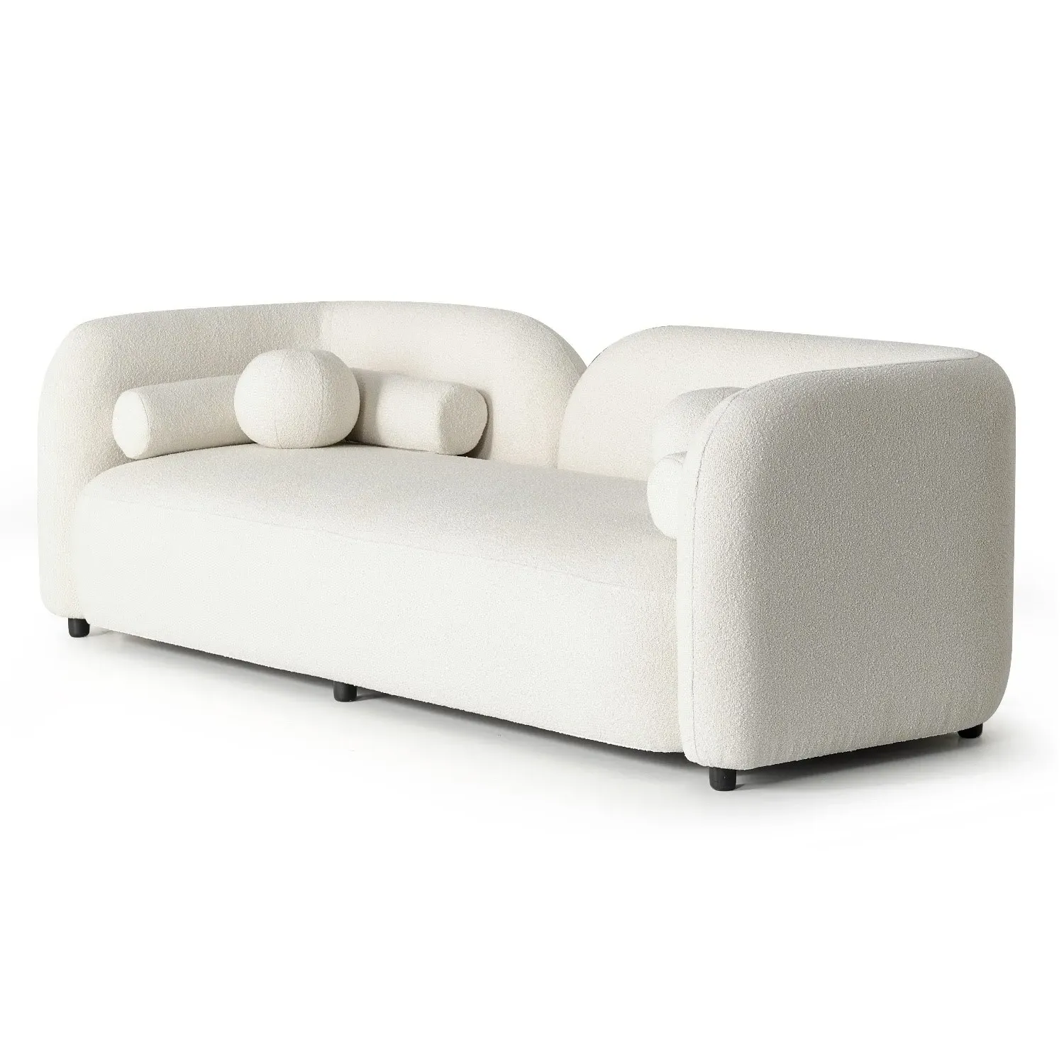 3-Seater Curved Sofa - Cream, Boucle