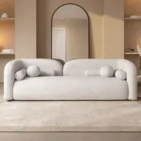 3-Seater Curved Sofa - Cream, Boucle