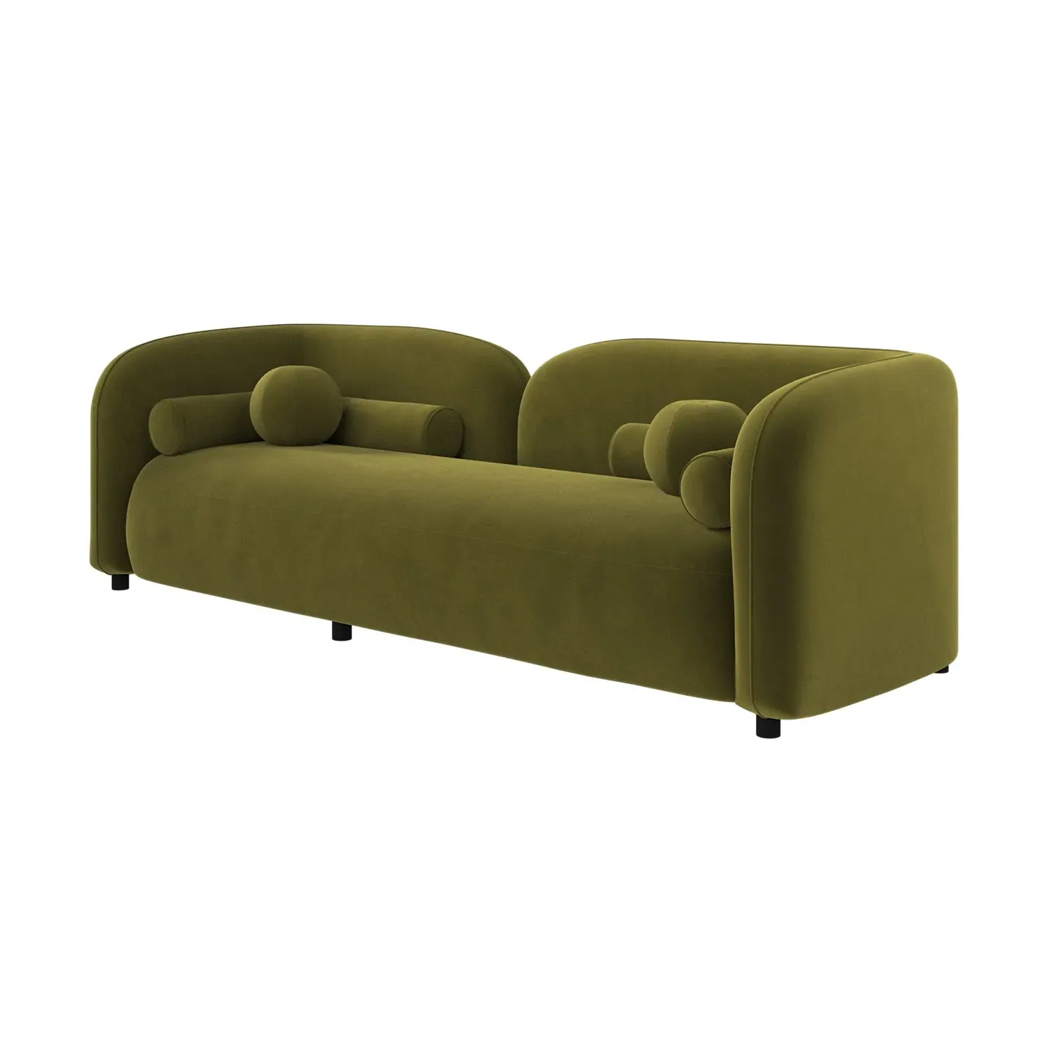 3-Seater Curved Sofa with Deep Cushions - Green, Velvet