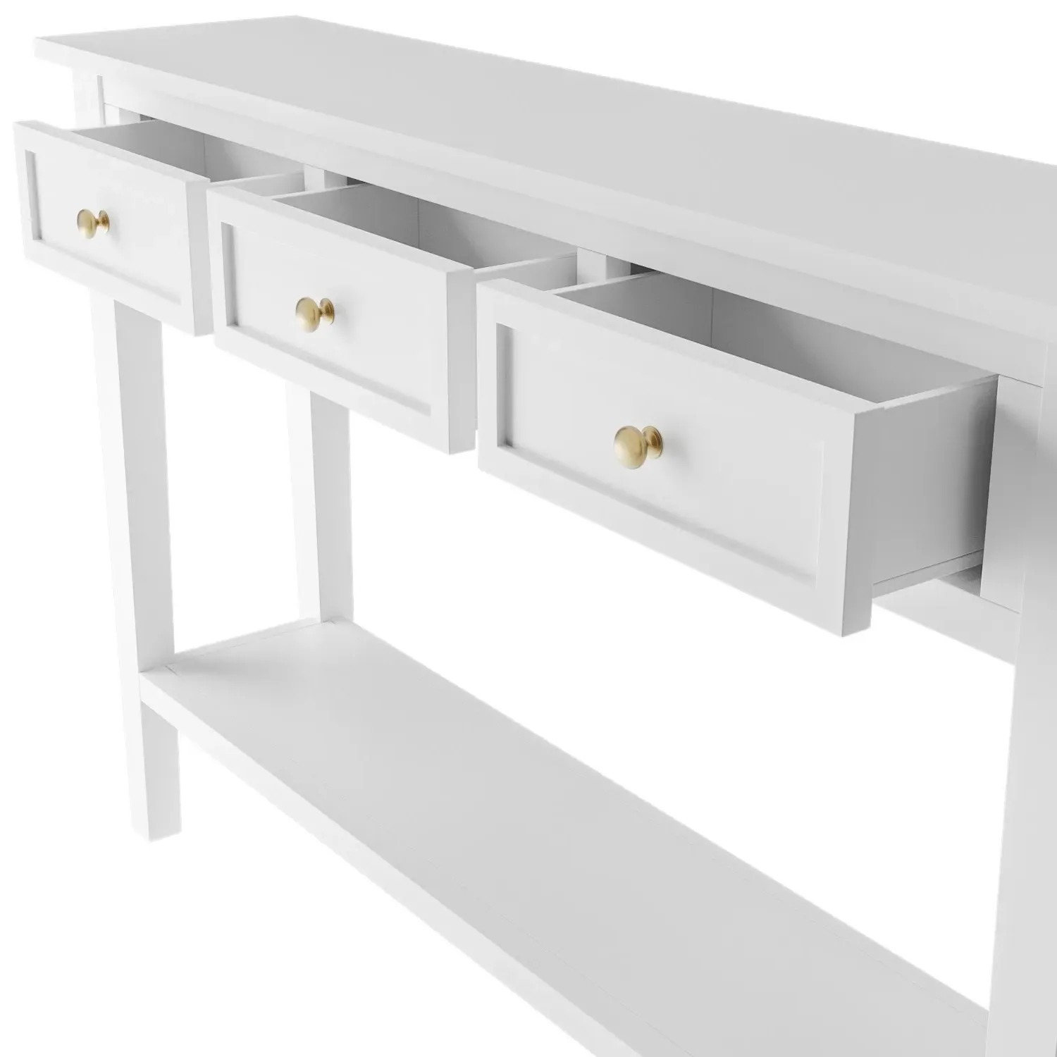 Large Console Table with Drawers - White, Wood