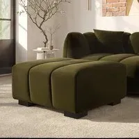 Square Footstool with Tufting - Green, Velvet