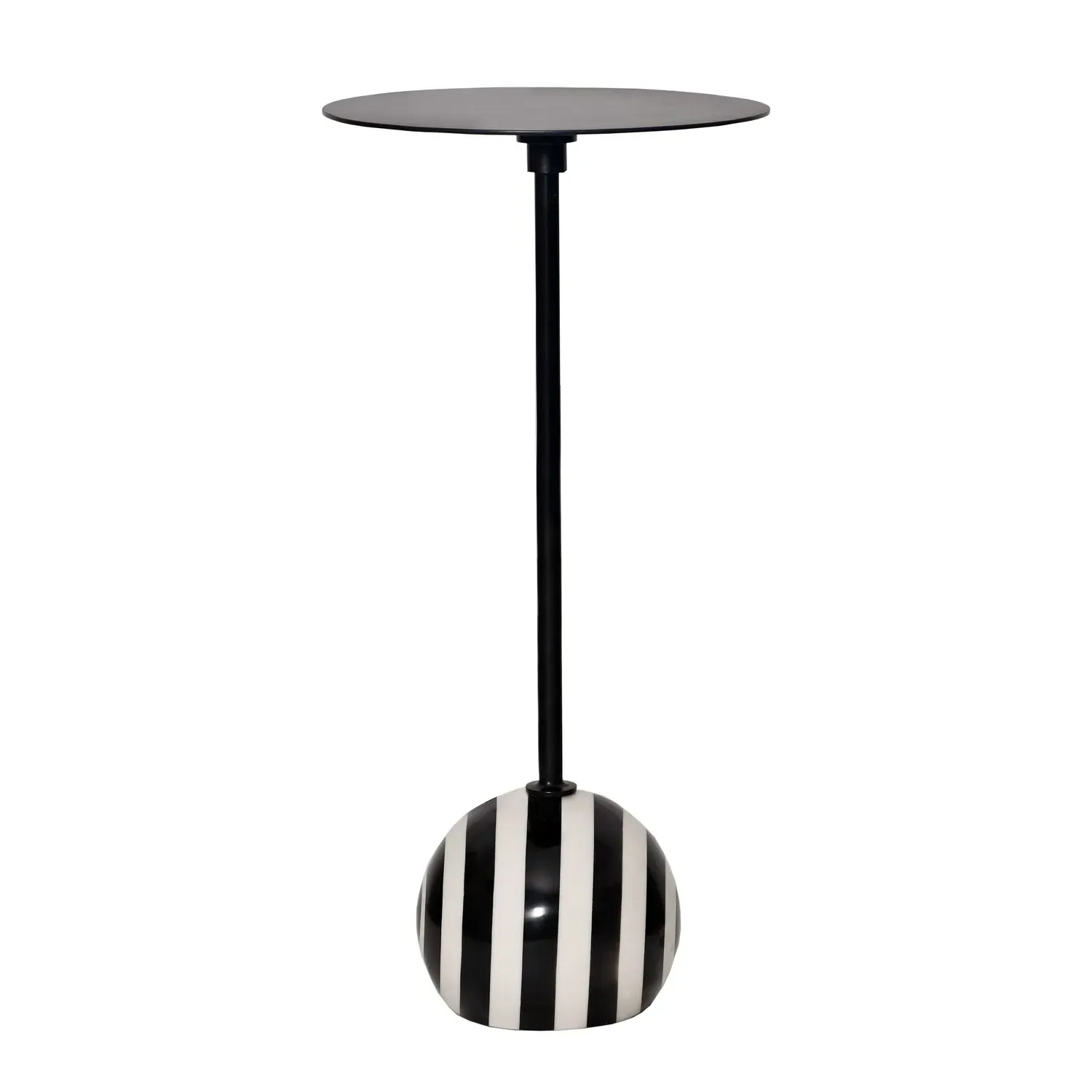 Round Side Table with Striped Base - Black, Metal