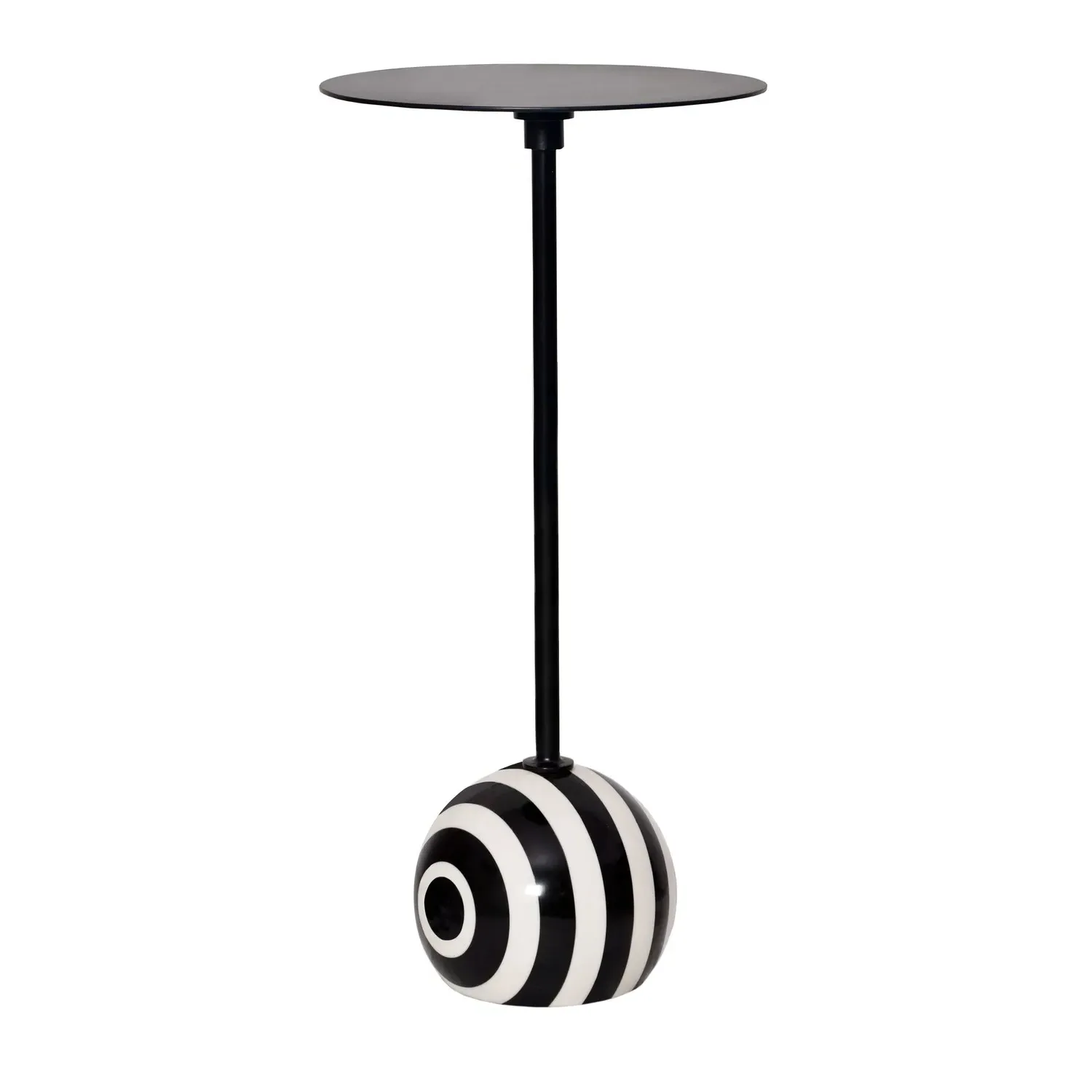 Round Side Table with Striped Base - Black, Metal
