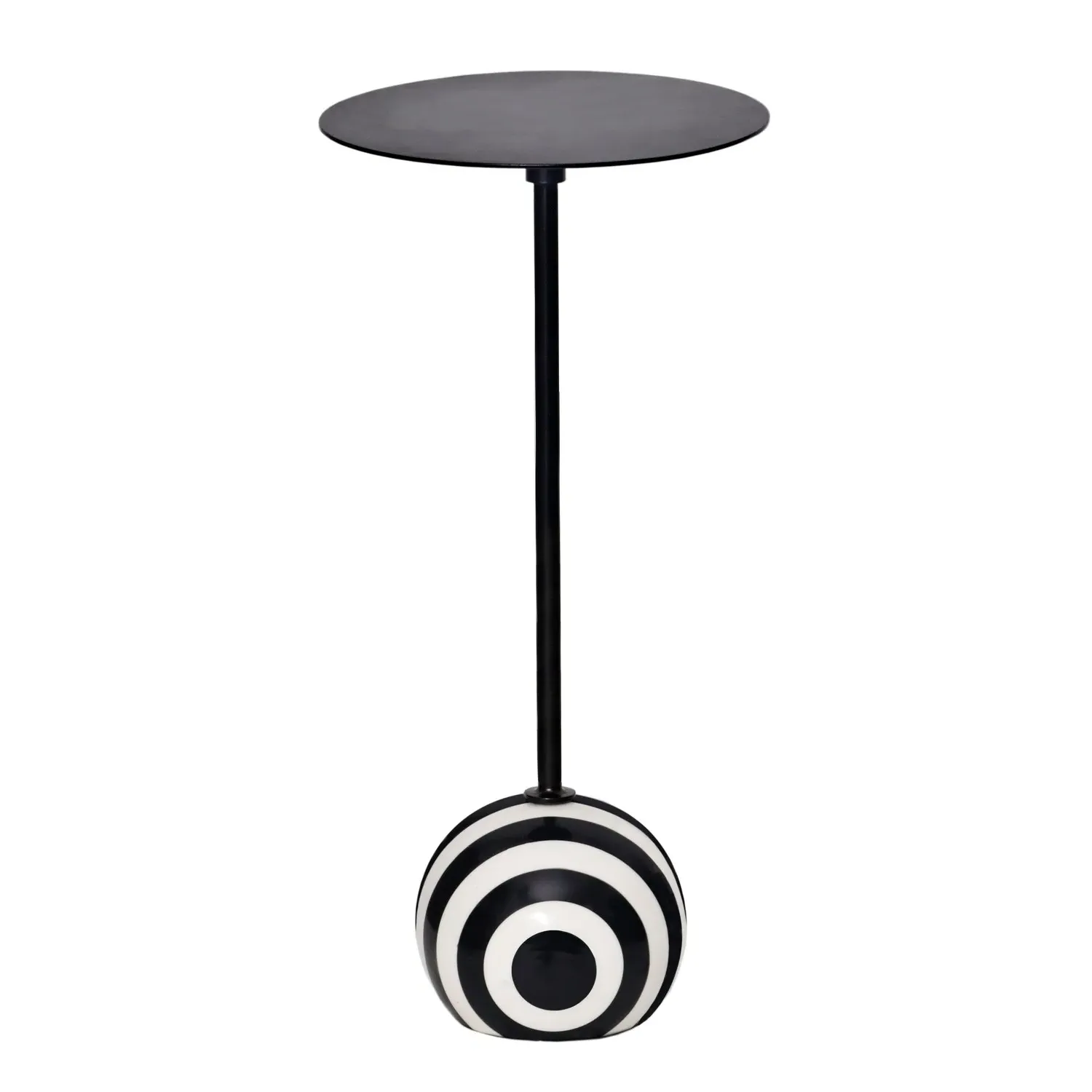 Round Side Table with Striped Base - Black, Metal image