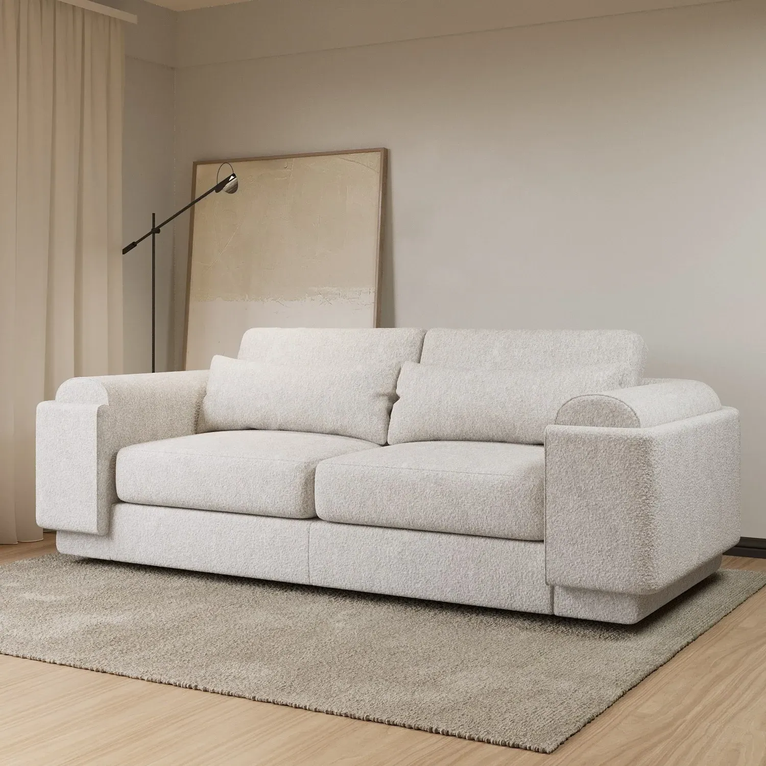 3-Seater Sofa and Armchair Set - Cream, Boucle