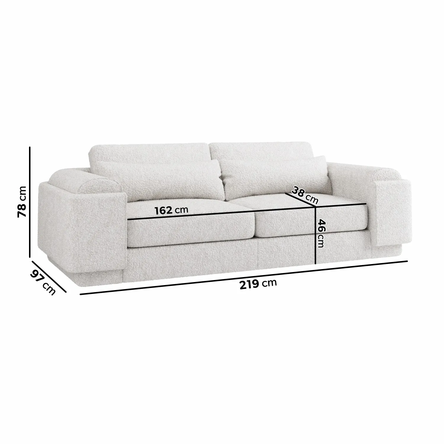 3-Seater Sofa and Armchair Set - Cream, Boucle
