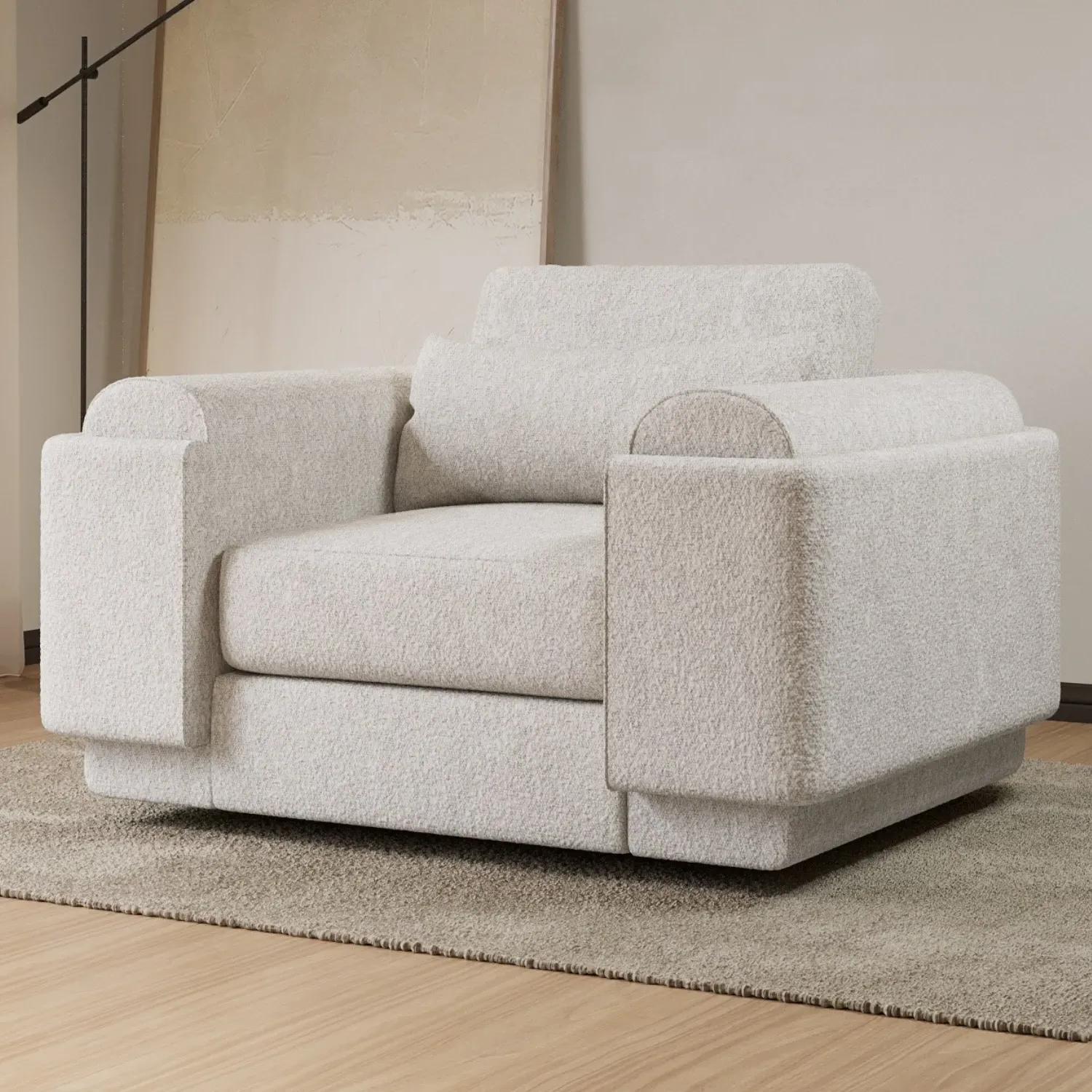3-Seater Sofa and Armchair Set - Cream, Boucle