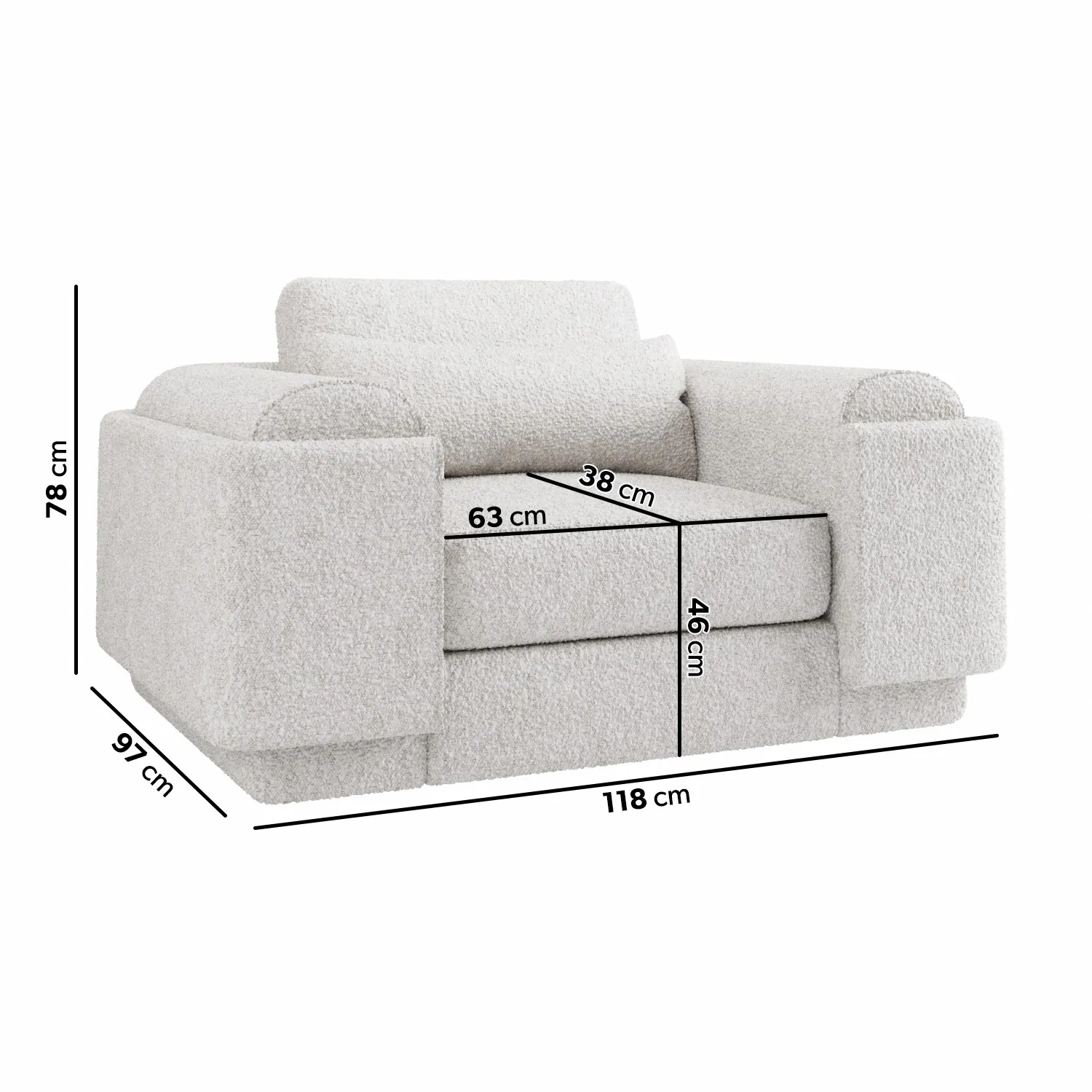 3-Seater Sofa and Armchair Set - Cream, Boucle