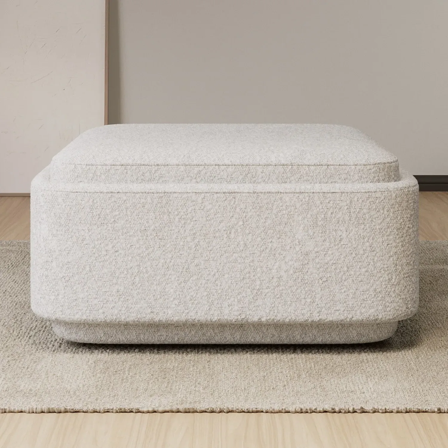 Large Storage Footstool - Cream, Boucle image
