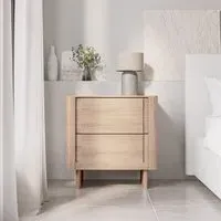 2-Drawer Bedside Table - Light Wood