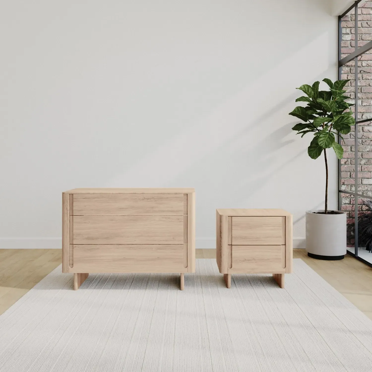 2-Piece Bedroom Set with Storage - Light Wood image