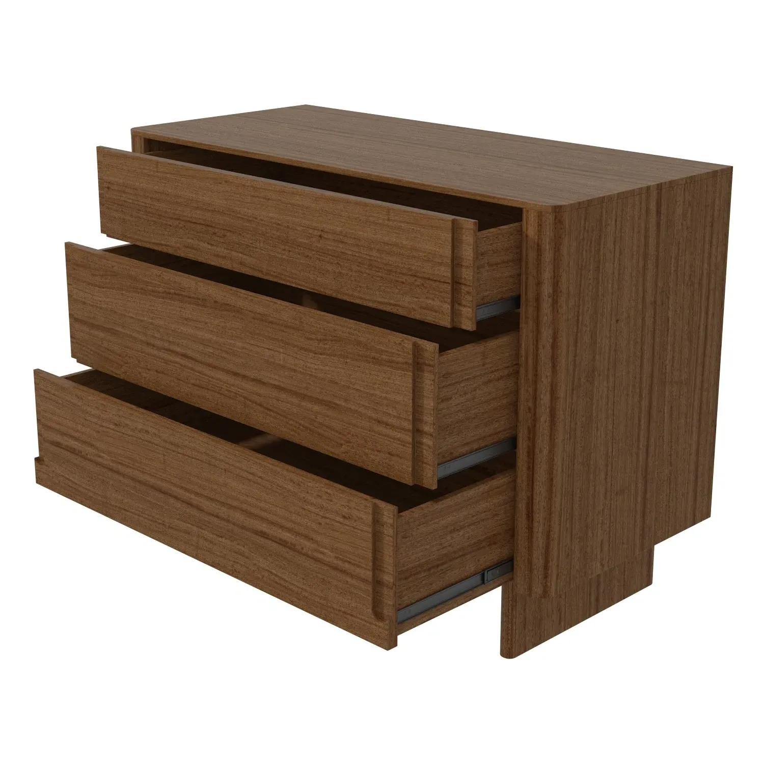 3-Drawer Chest with Handles - Dark Wood