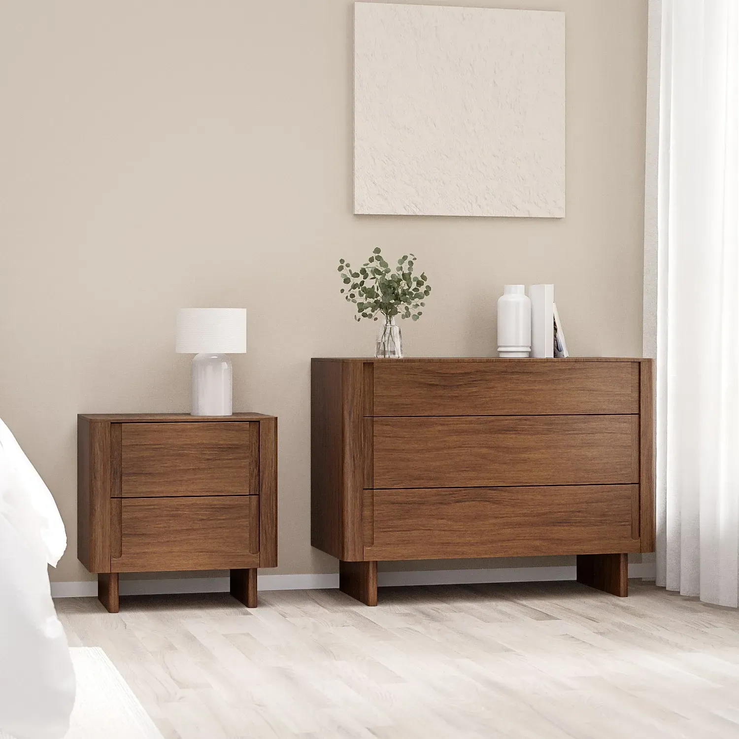 3-Drawer Chest with Handles - Dark Wood