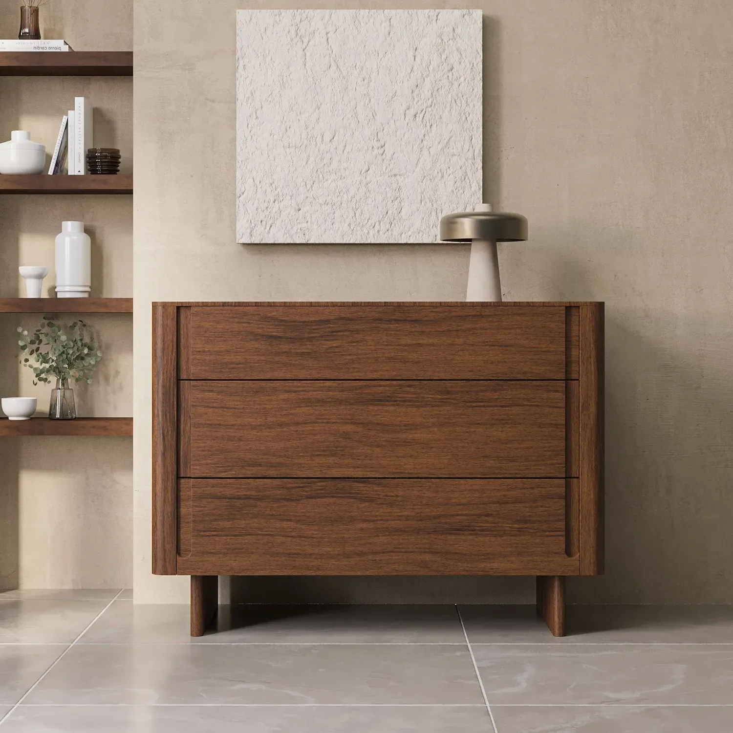 3-Drawer Chest with Handles - Dark Wood image