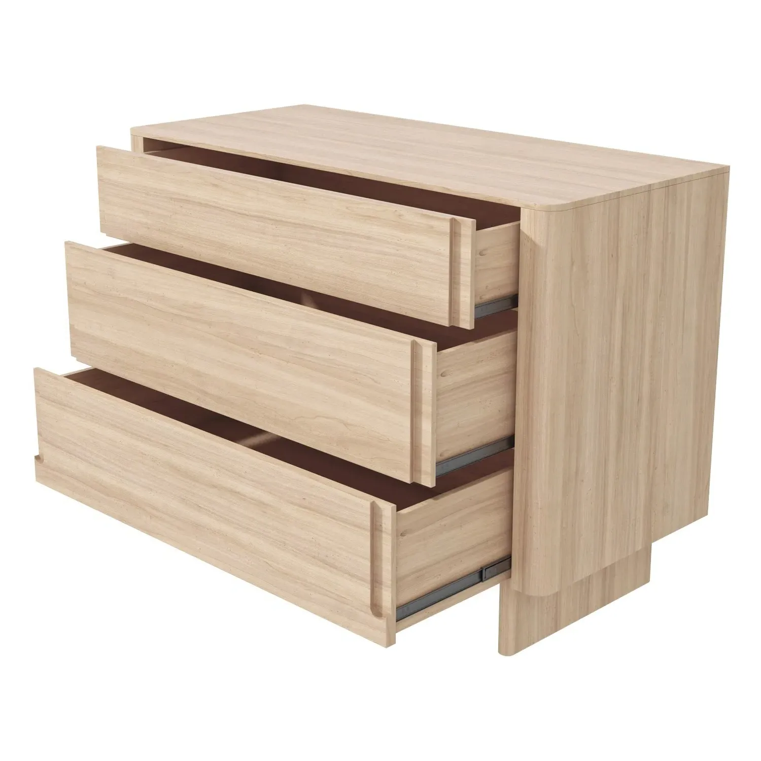 3-Drawer Chest with Handles - Light Wood