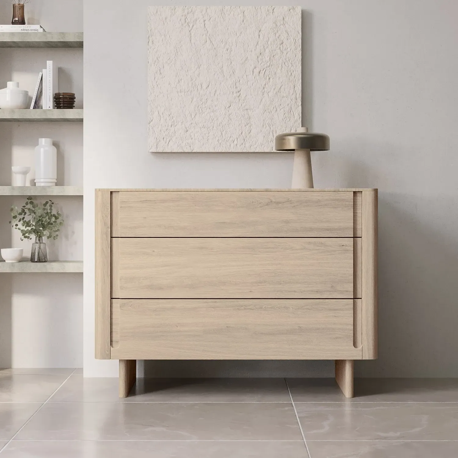 3-Drawer Chest with Handles - Light Wood