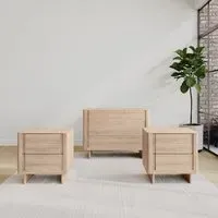 3-Piece Bedroom Set with Storage - Light Wood