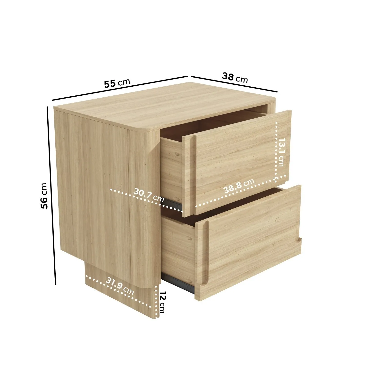 Pair of Bedside Tables - Light Wood
