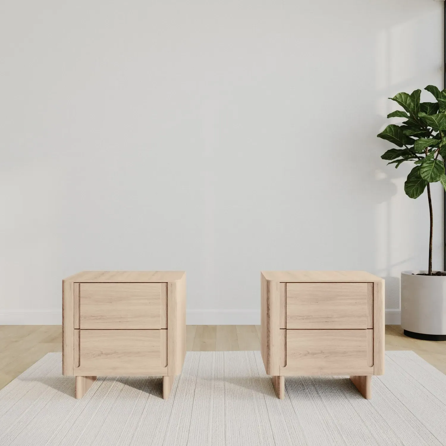 Pair of Bedside Tables - Light Wood image