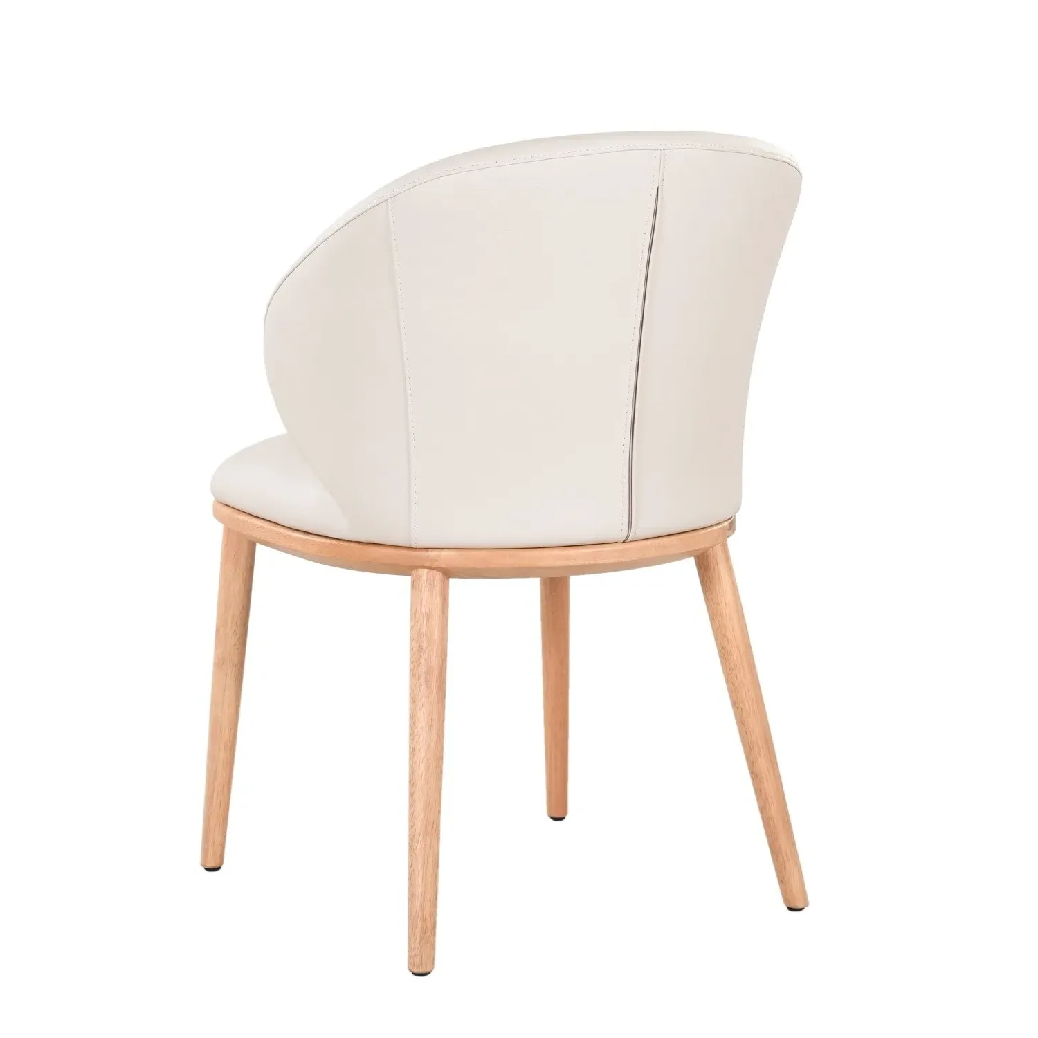 Dining Chair with Ruched Back - Cream, Leather