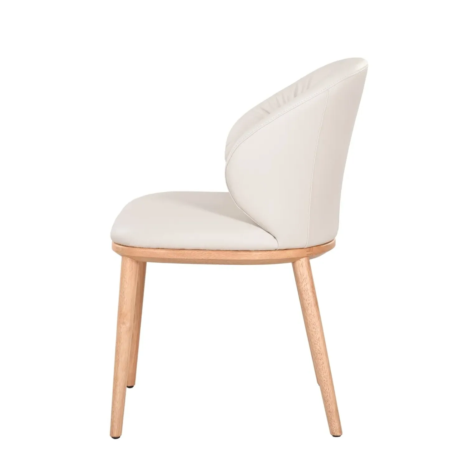Dining Chair with Ruched Back - Cream, Leather