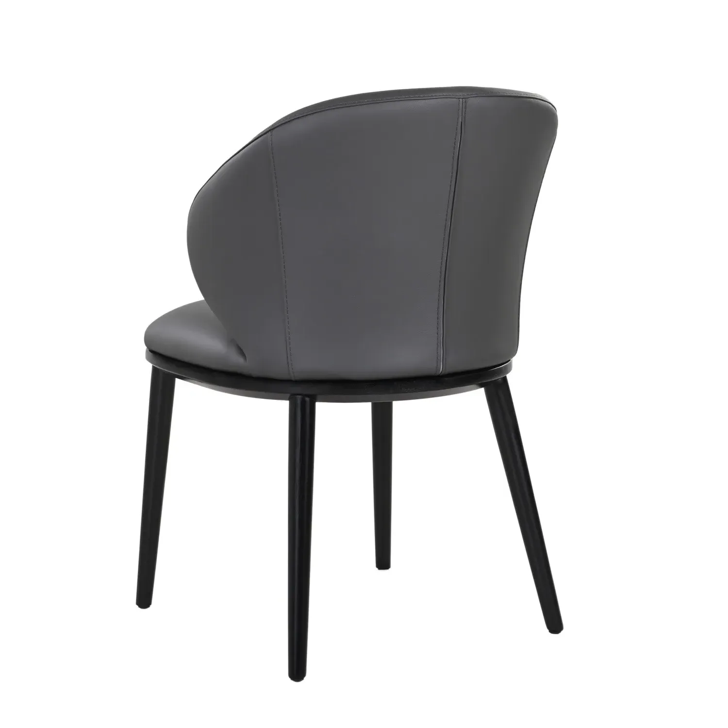 Dining Chair with Ruched Back - Grey, Leather