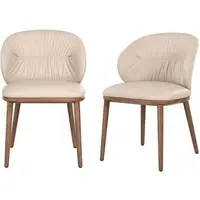 Set of 2 Dining Chairs with Ruched Back - Beige